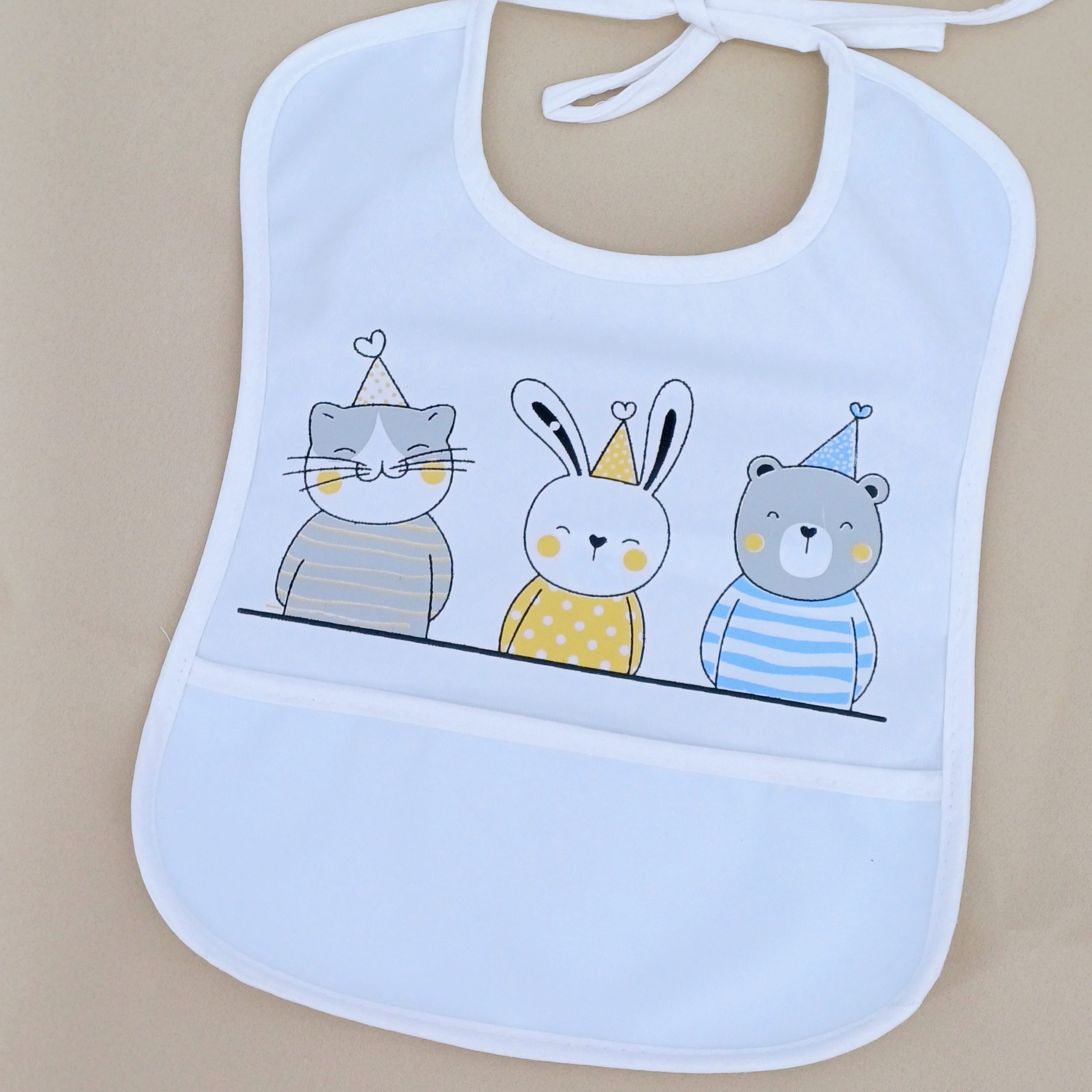 Bavoir imperméable pour bébé (6-12 mois) avec poche récupératrice