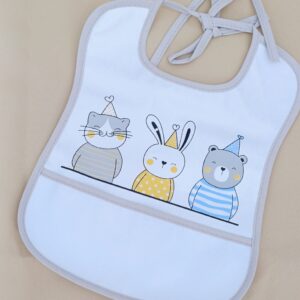 Bavoir imperméable pour bébé (6-12 mois) avec poche récupératrice