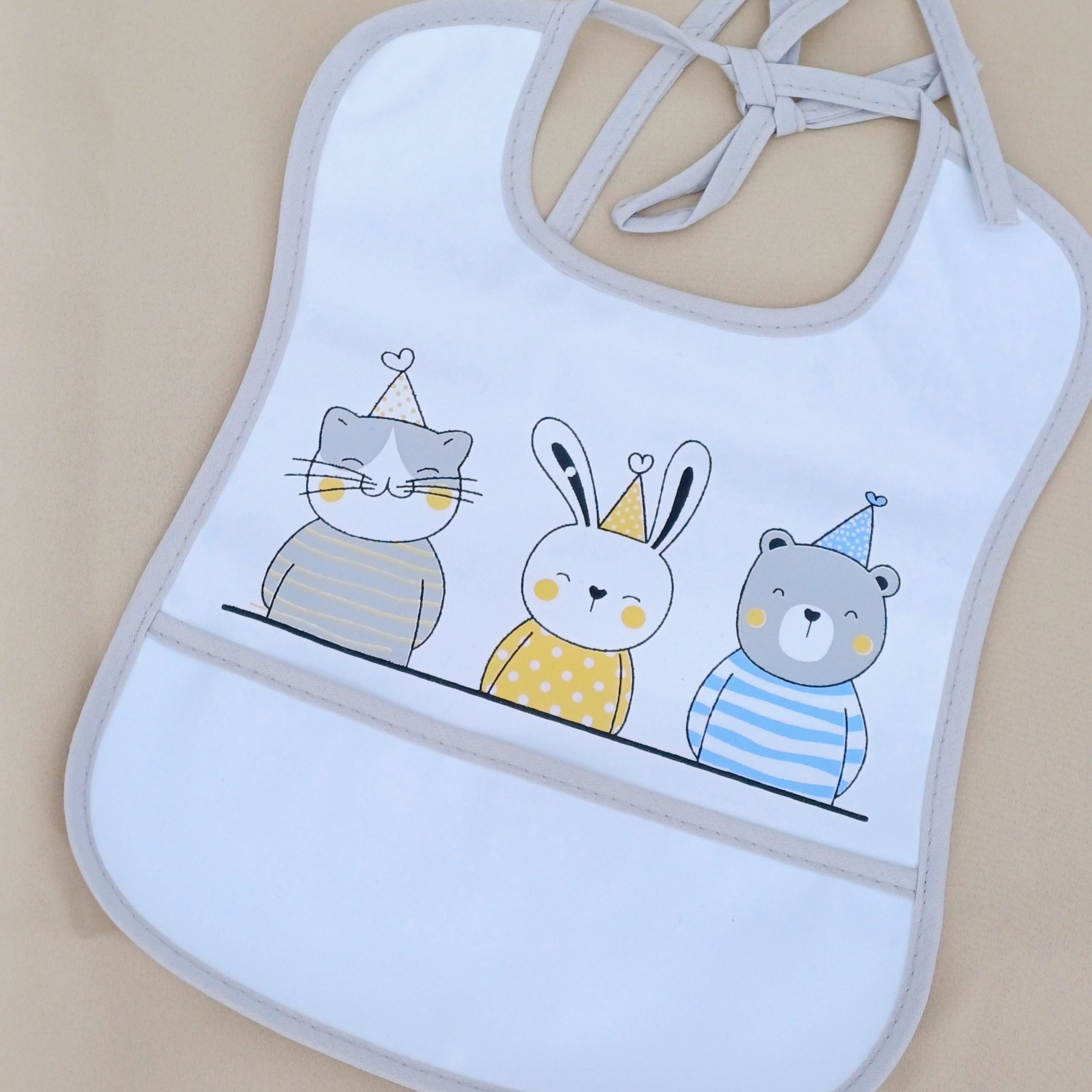 Bavoir imperméable pour bébé (6-12 mois) avec poche récupératrice