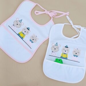 Bavoir imperméable pour bébé (6-12 mois) avec poche récupératrice