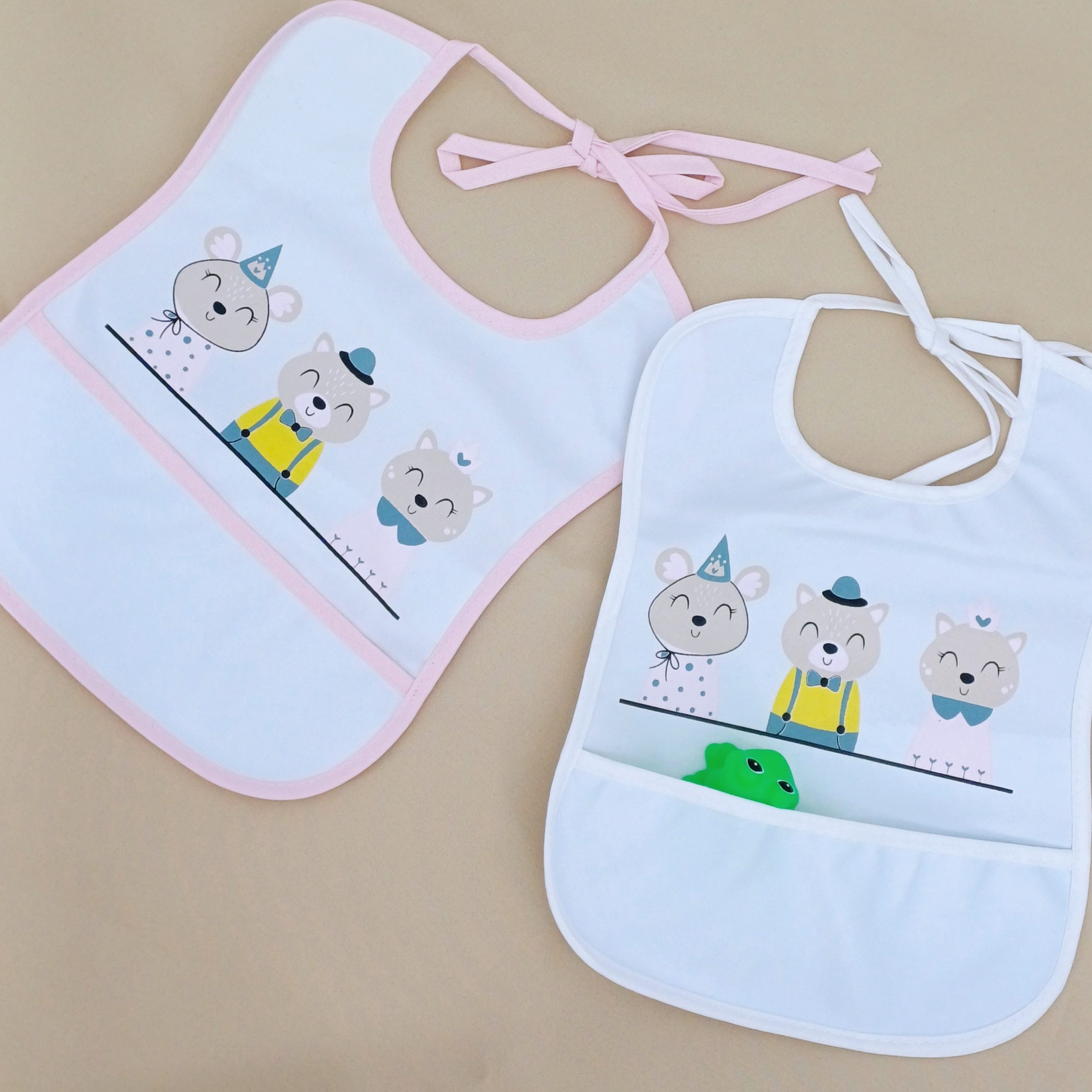 Bavoir imperméable pour bébé (6-12 mois) avec poche récupératrice