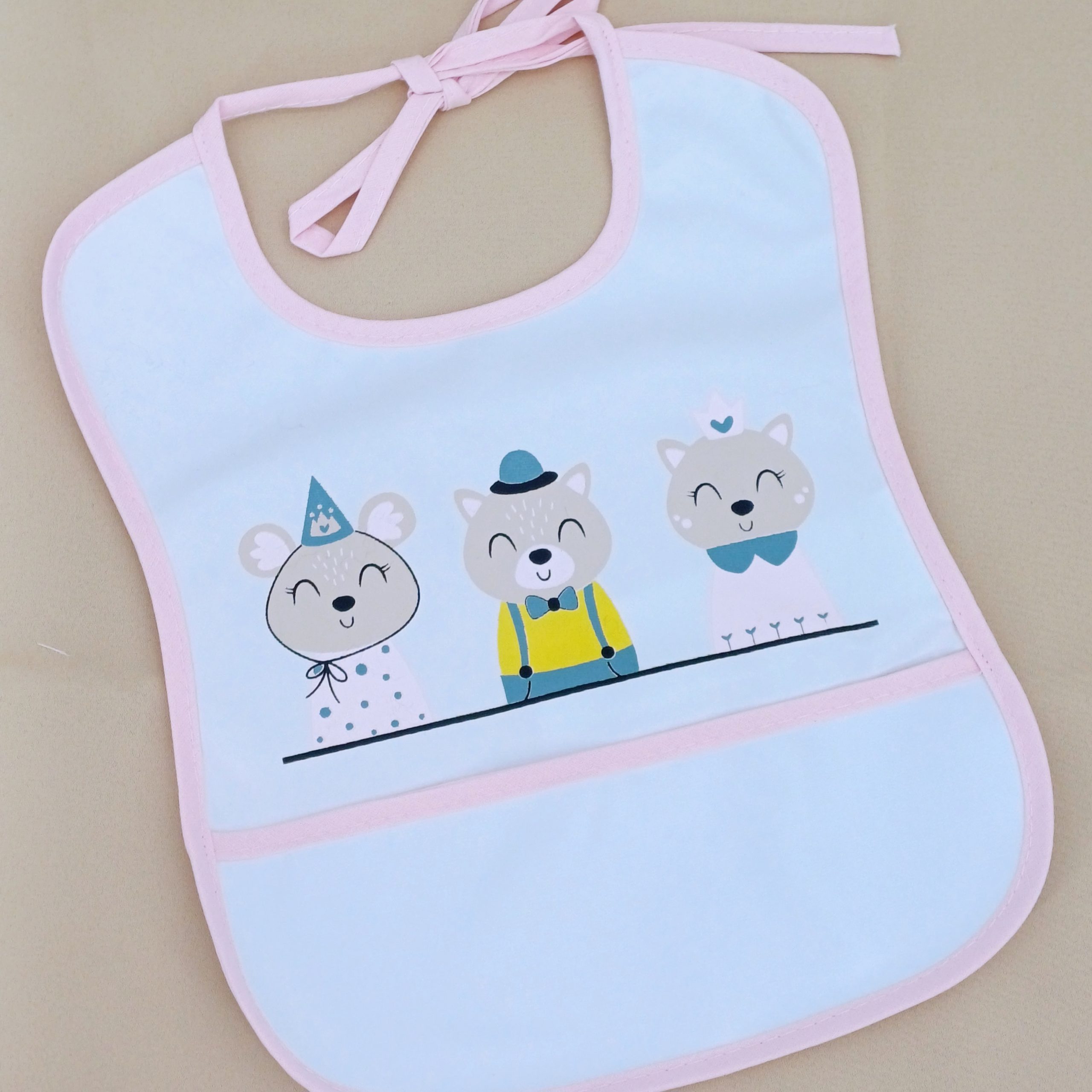 Bavoir imperméable pour bébé (6-12 mois) avec poche récupératrice