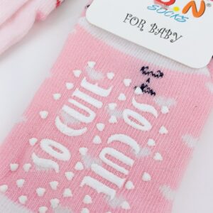 Lot de 4 paires de chaussettes enfant (3-4 ans) avec semelle antidérapante et motif « So Cute »
