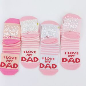 Lot de 4 paires de chaussettes bébé avec inscription « I Love My Dad » et semelle antidérapante