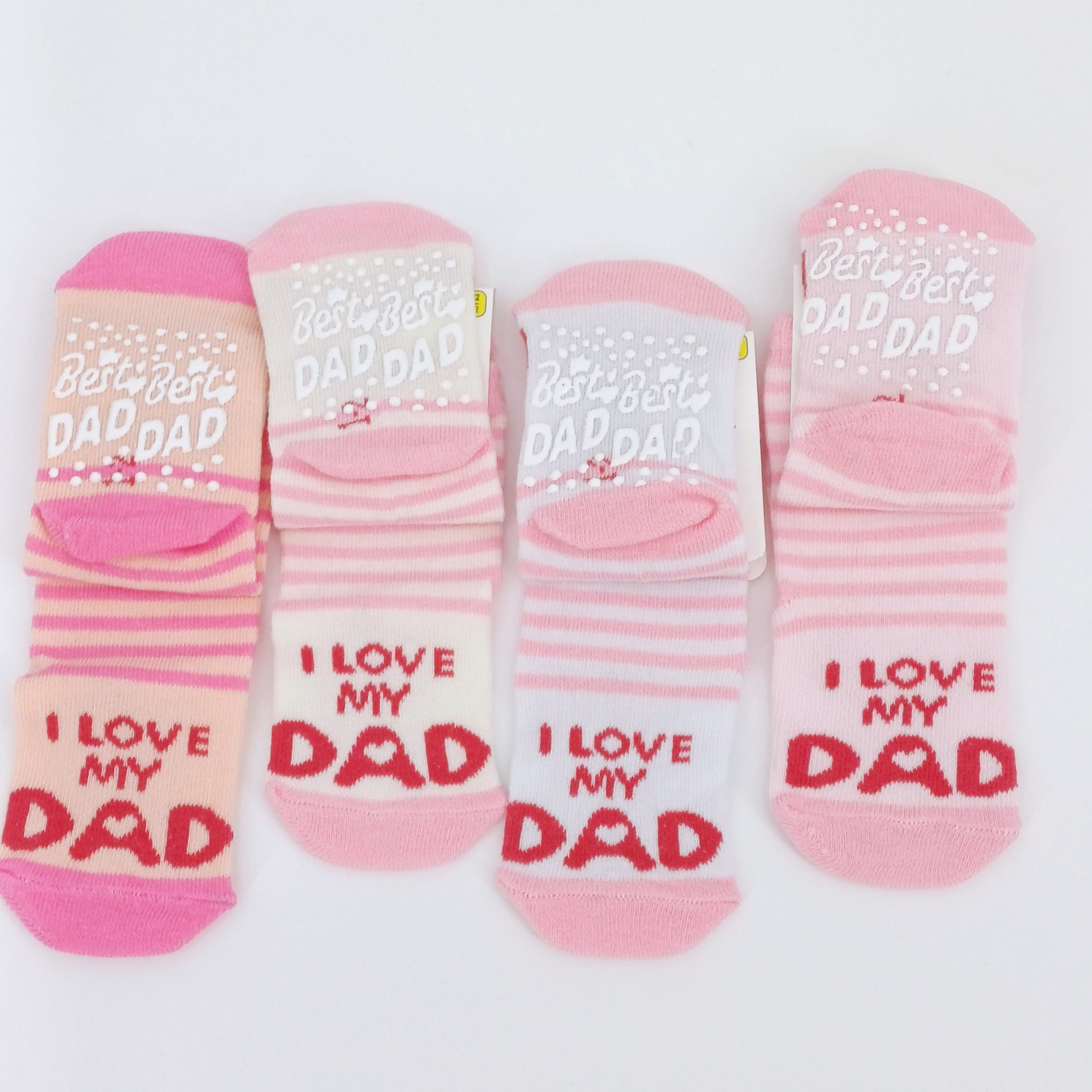 Lot de 4 paires de chaussettes bébé avec inscription « I Love My Dad » et semelle antidérapante