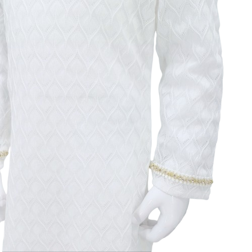 Robe blanche élégante pour fille avec détails dorés – Disponible de 2 à 12 ans