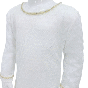 Robe blanche élégante pour fille avec détails dorés – Disponible de 2 à 12 ans