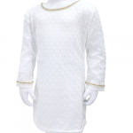 Robe blanche élégante pour fille avec détails dorés – Disponible de 2 à 12 ans