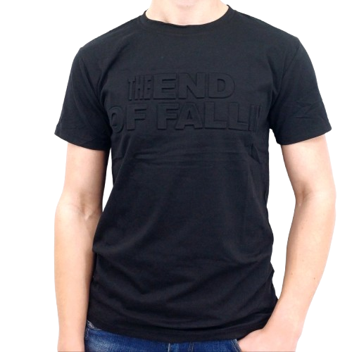 T-shirt noir homme avec inscription en relief « THE END OF FALLIN »