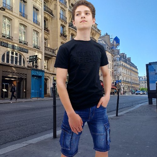 Short en jean bleu pour homme avec poches cargo et effet usé