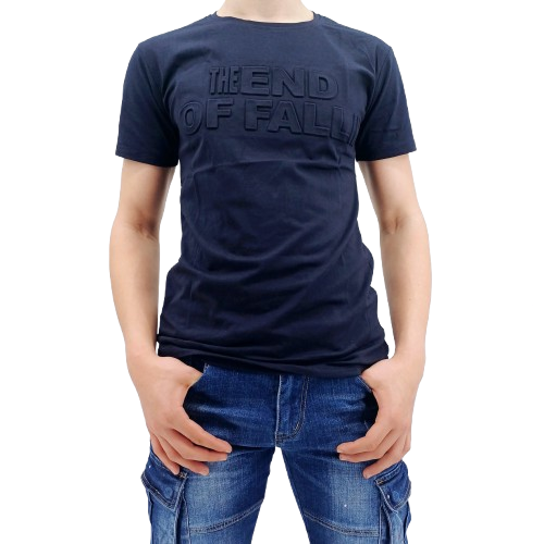 T-shirt bleu foncé homme avec inscription en relief « THE END OF FALLIN »
