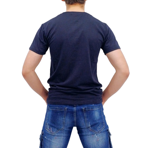 T-shirt bleu foncé homme avec inscription en relief « THE END OF FALLIN »