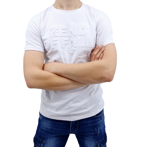 T-shirt blanc homme avec inscription en relief « THE END OF FALLIN »