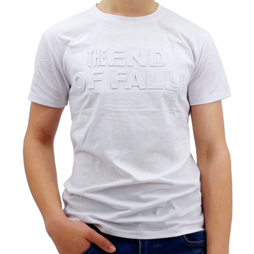 T-shirt blanc homme avec inscription en relief « THE END OF FALLIN »