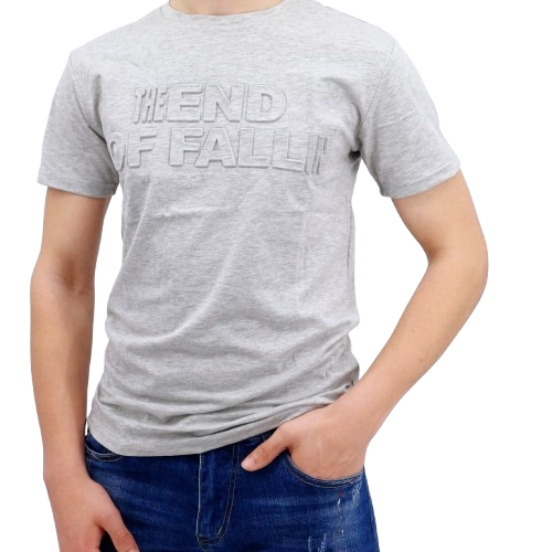 T-shirt gris homme avec inscription en relief « THE END OF FALLIN »