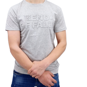 T-shirt gris homme avec inscription en relief « THE END OF FALLIN »