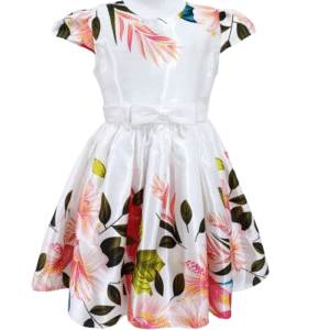 Robe blanche pour fille avec imprimé floral coloré