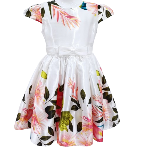 Robe blanche pour fille avec imprimé floral coloré