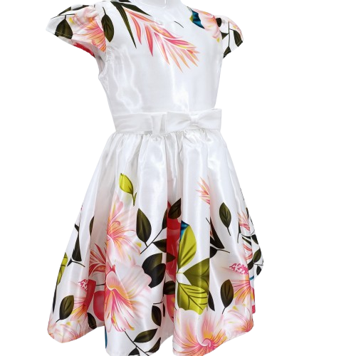 Robe blanche pour fille avec imprimé floral coloré