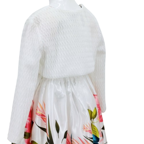 Boléro blanc fille à manches longues pour cérémonie