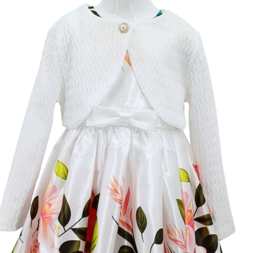 Boléro blanc fille à manches longues pour cérémonie