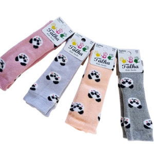 Lot de 4 chaussettes enfants pastel avec panda et semelle antidérapante – Taille 3-4 ans