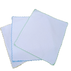 Lot de 6 mouchoirs blancs pour bébé – Tissu doux – Finition pastel colorée
