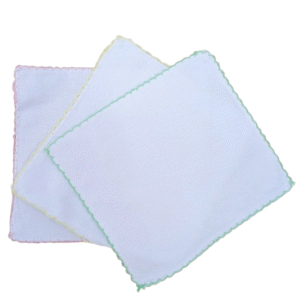Lot de 6 mouchoirs blancs pour bébé – Tissu doux – Finition pastel colorée