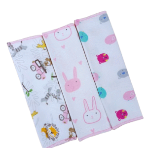 Lot de 3 mouchoirs bébé doux en tissu – Motifs lapins et animaux