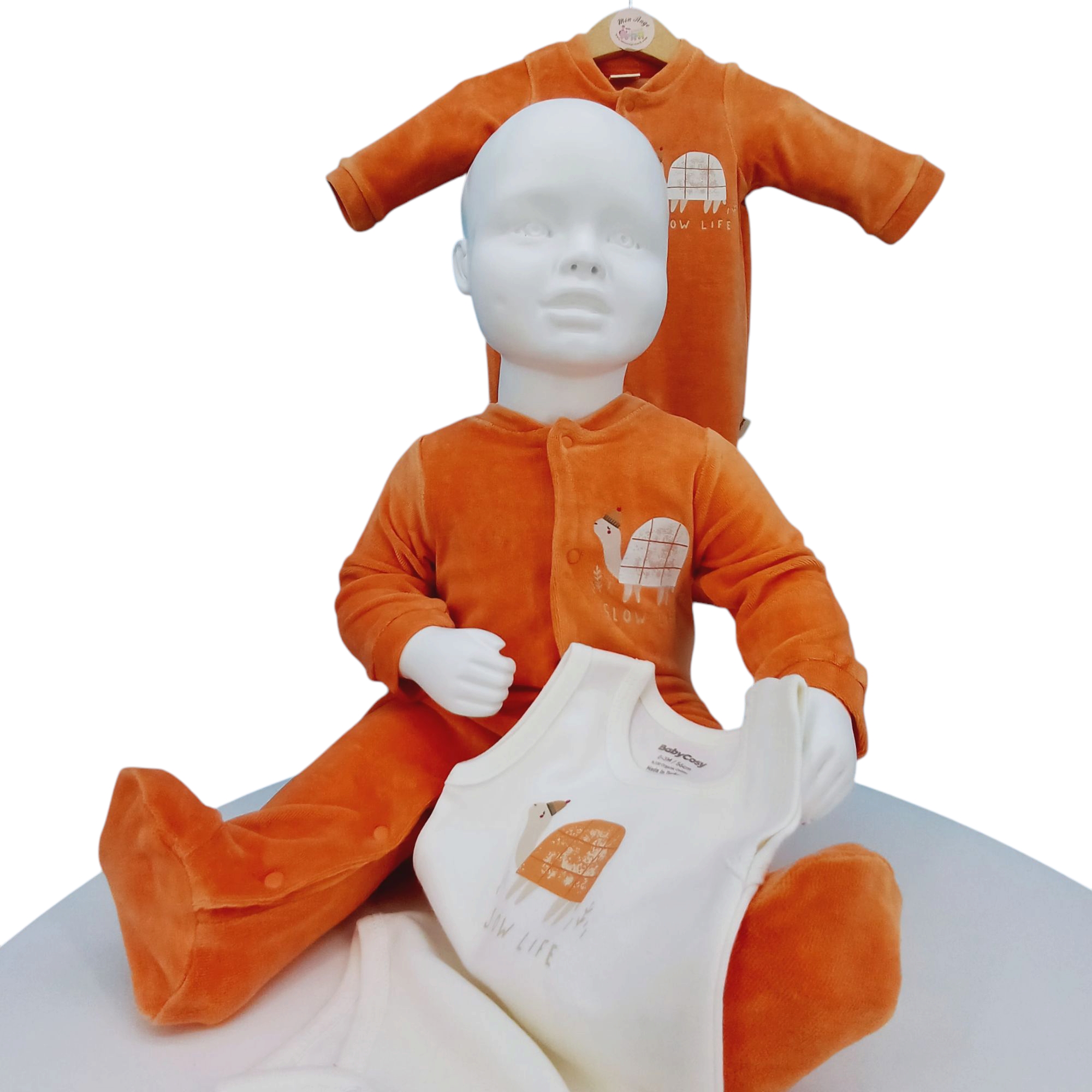 Set Tortue Douceur – Pyjama velours + body – 0 à 9 mois