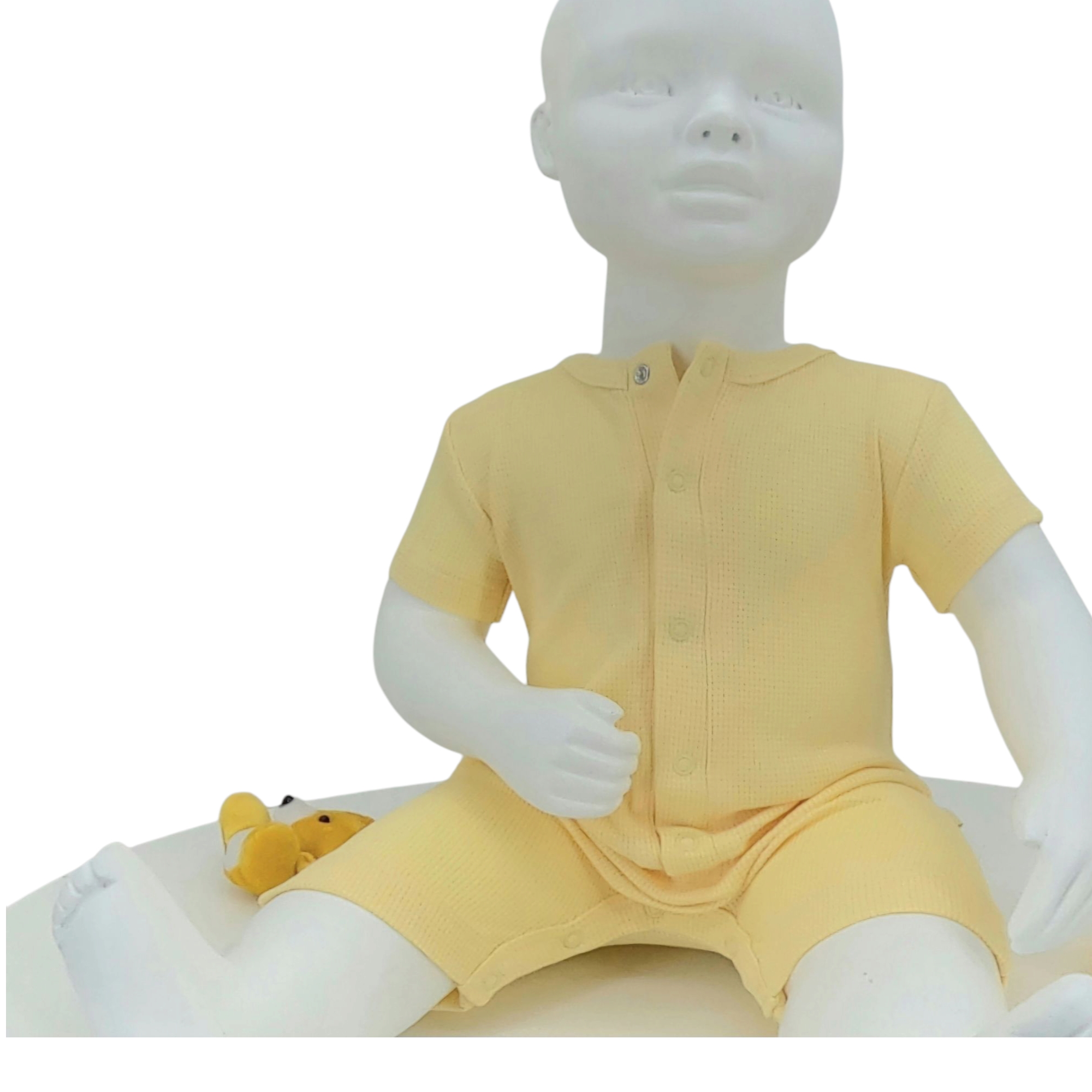 Barboteuse jaune clair bébé en coton bio – 3 à 24 mois