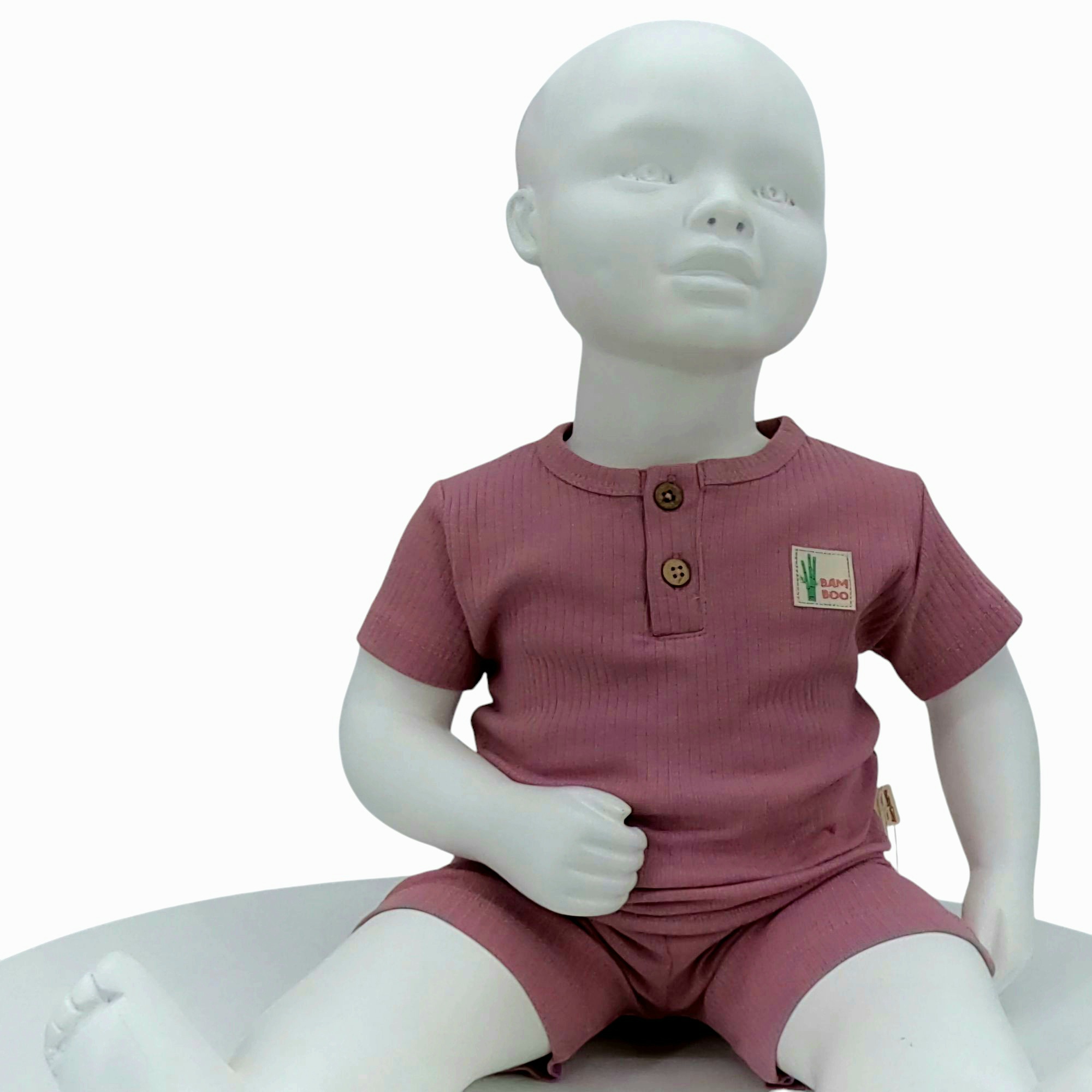 Ensemble bébé été en bambou bio rose