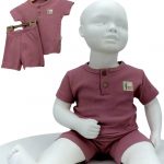 Ensemble bébé été en bambou bio rose