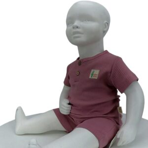 Ensemble bébé été en bambou bio rose