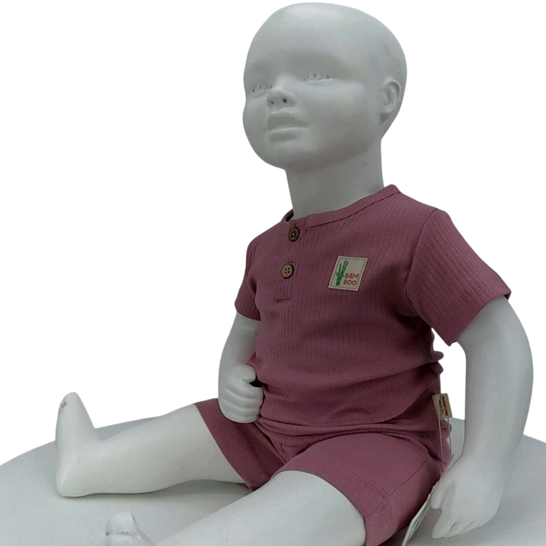 Ensemble bébé été en bambou bio rose