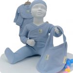 Ensemble naissance bébé 4 pièces en coton bio bleu doux