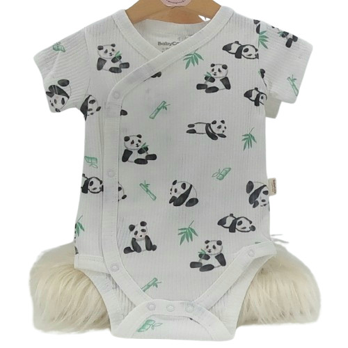 Lot de 2 bodies bébé coton bio avec manches courtes – motif panda
