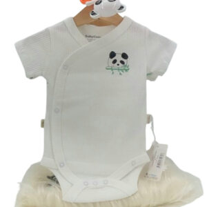 Lot de 2 bodies bébé coton bio avec manches courtes – motif panda