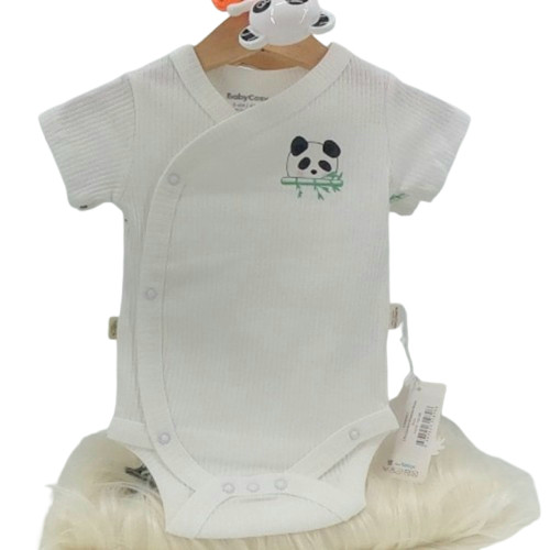 Lot de 2 bodies bébé coton bio avec manches courtes – motif panda