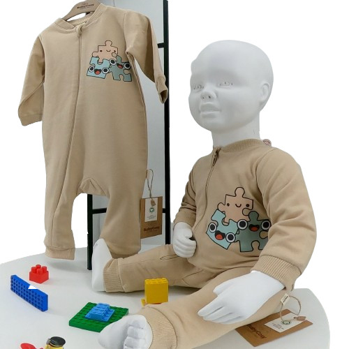 Pyjama bébé coton bio avec fermeture zippée – 3 à 24 mois