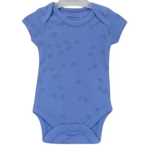 lot 2 bodies bébé coton bio bleu et écru, manches courtes