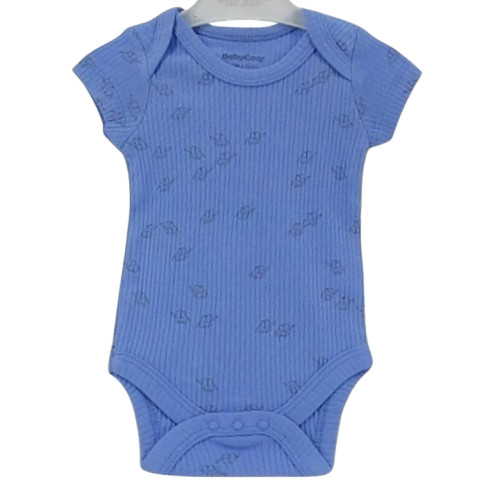 lot 2 bodies bébé coton bio bleu et écru, manches courtes