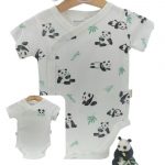 Lot de 2 bodies bébé coton bio avec manches courtes – motif panda