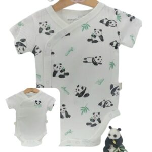 Lot de 2 bodies bébé coton bio avec manches courtes – motif panda