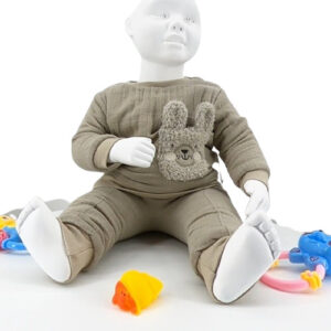 Ensemble hiver bébé beige avec lapin en relief et intérieur molletonné