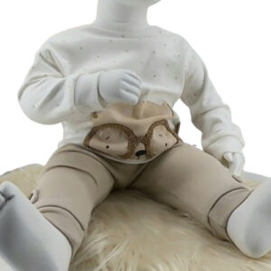 Ensemble bébé 2 pièces coton bio avec sweat ourson en relief et pantalon beige