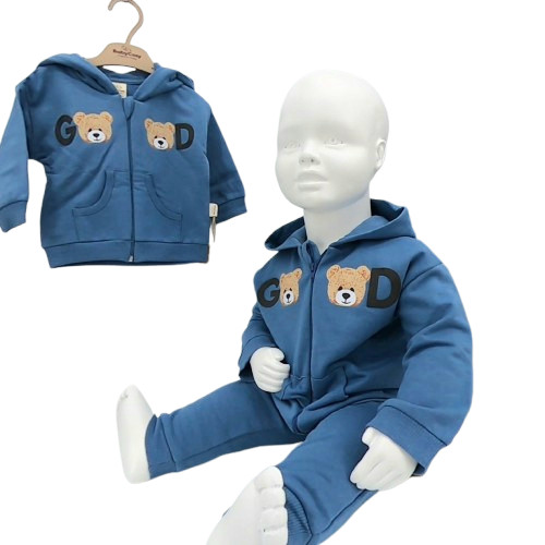 Ensemble bébé coton bio à capuche – 2 pièces Ourson GOOD 3–24 mois – Image 2