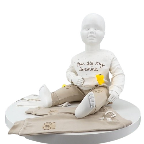 ensemble bébé coton bio 2 pièces – sweat “you are my sunshine” et pantalon motif ours