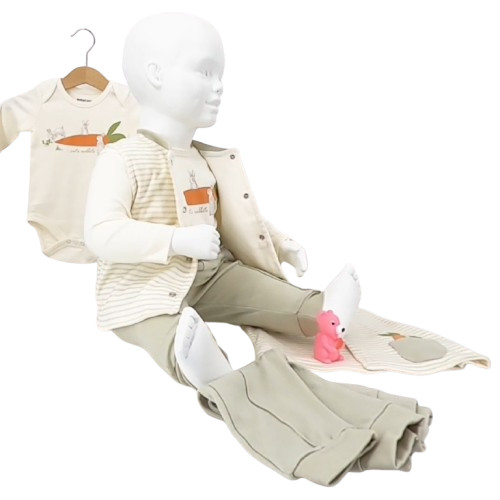 ensemble bébé 3 pièces coton bio – carotte et lapin