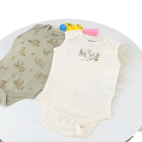 bodies bébé coton bio sans manches lapin